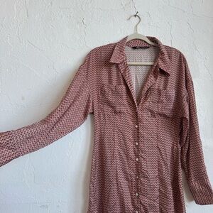 Zara satin-like floral button up long sleeve maxi dress